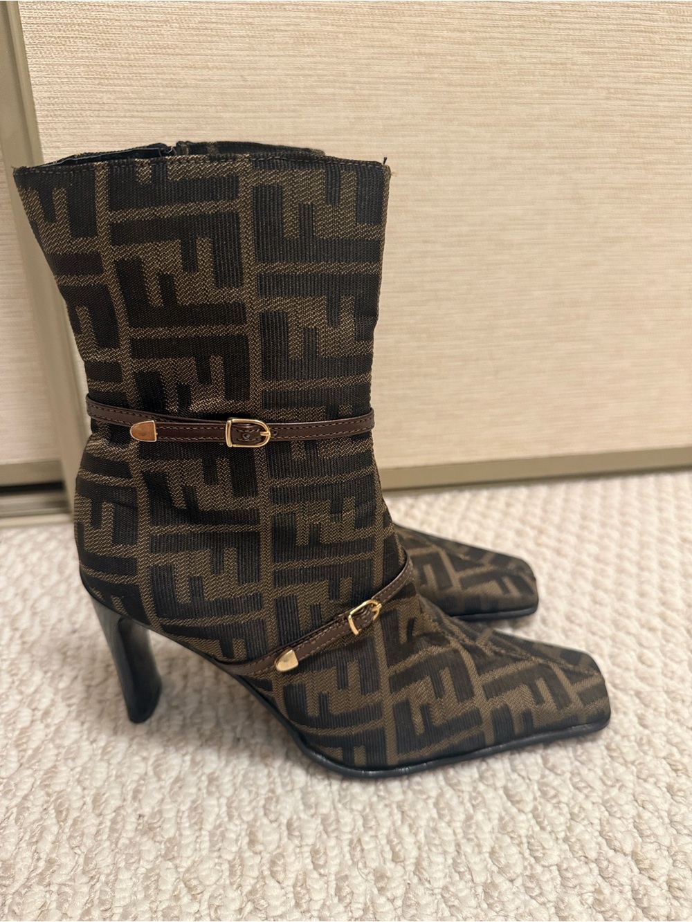 FF style Brown Patterned Ankle Boots